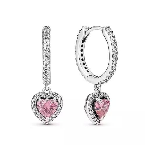Aretes corazon rosa