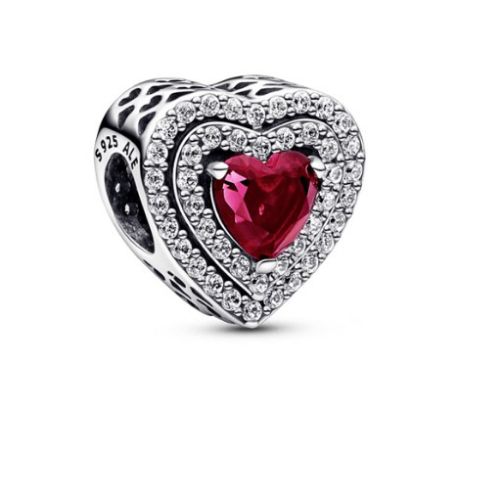 Charm Doble Zirconia Rojo