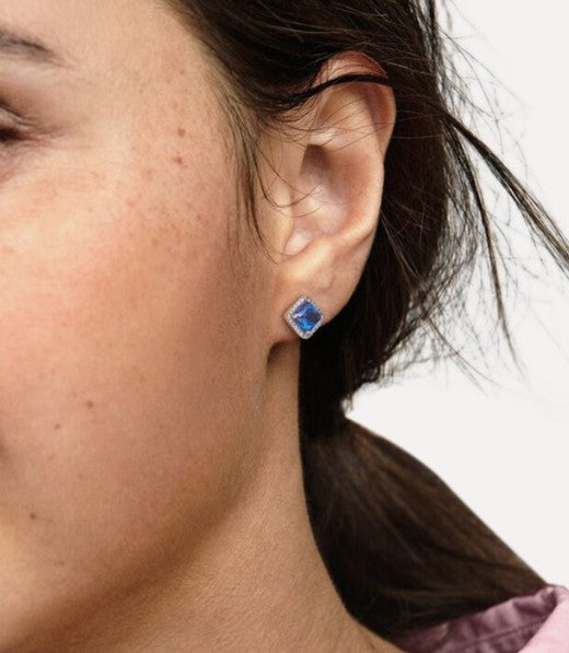 Aretes cuadrado azul