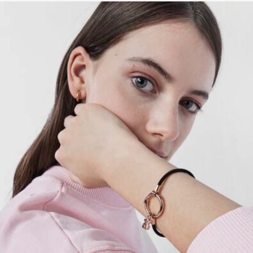 Tous pulsera mesh negra/gold rose