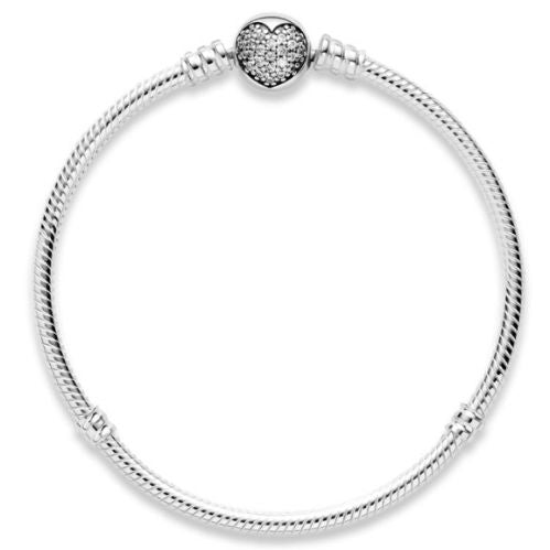 Brazalete bola clasico con corazon pequeño zirconia al reverso