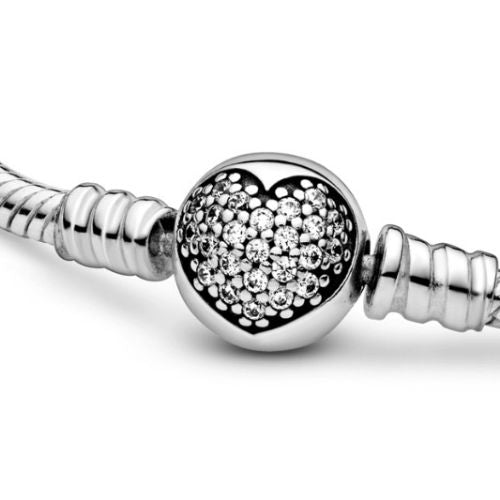 Brazalete bola clasico con corazon pequeño zirconia al reverso