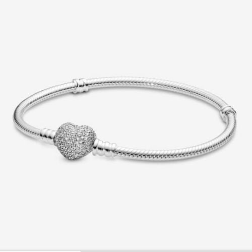 Brazalete corazon zirconia blanco
