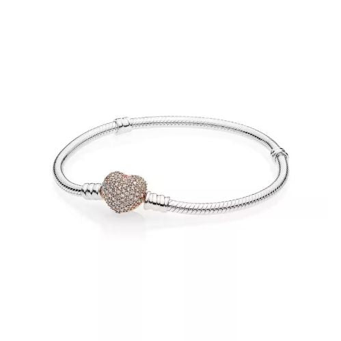Brazalete corazon zirconia rosa