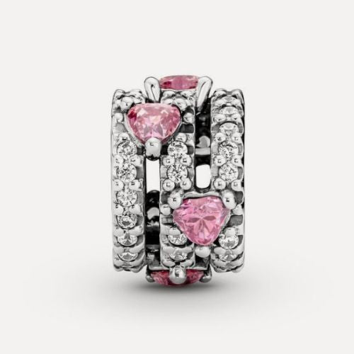 Charm Clip corazones rosas
