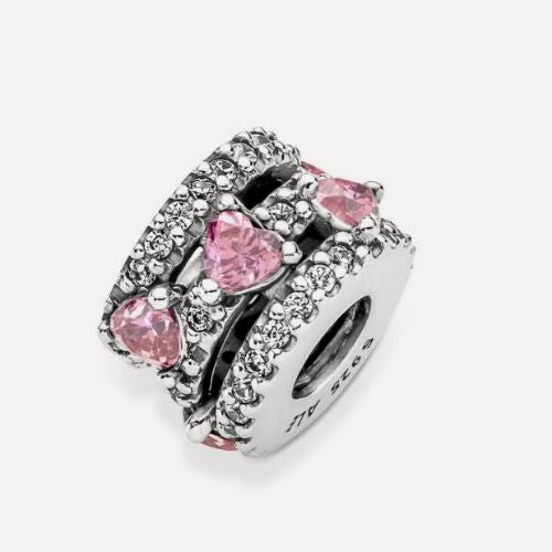 Charm Clip corazones rosas