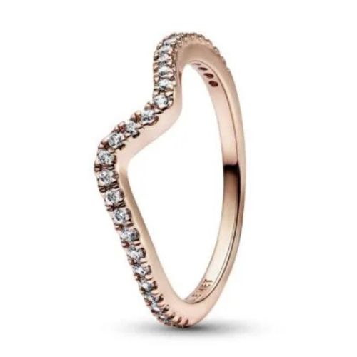 Anillo Ola Brillante Rosa