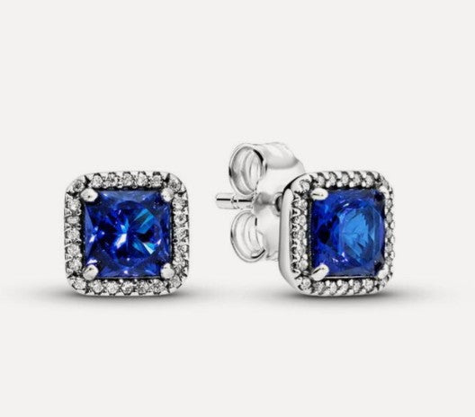 Aretes cuadrado azul