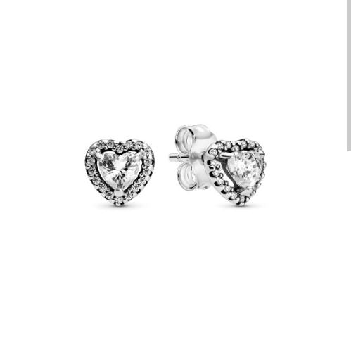 Aretes boton corazon elevado Pandora