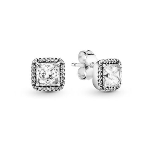 Aretes cuadrado brillante Pandora