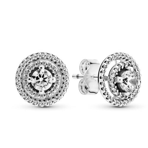Aretes movible doble halo reluciente Pandora