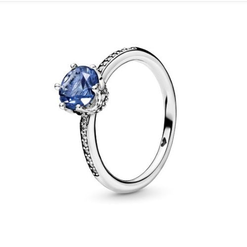 Anillo corona azul deslumbrante
