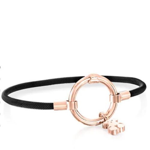 Tous pulsera mesh negra/gold rose