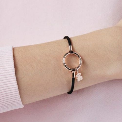 Tous pulsera mesh negra/gold rose