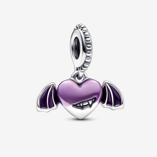 Charm corazon vampiro morado