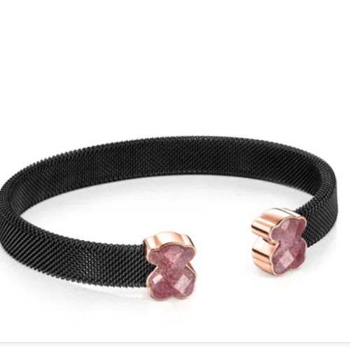 Tous pulsera negra 2 osos rosa