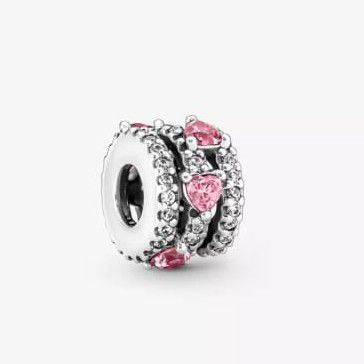 Charm Clip corazones rosas