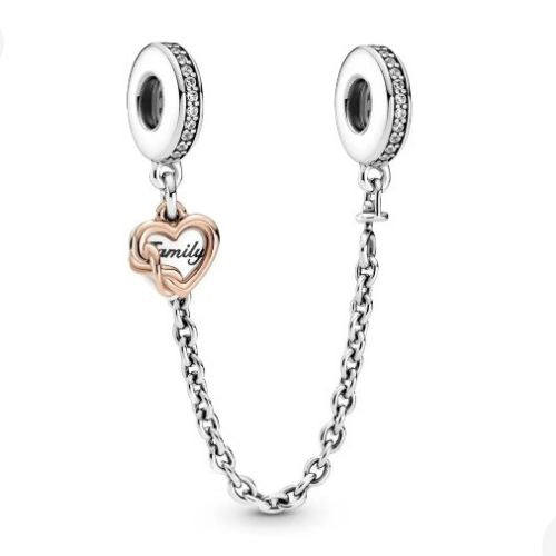 Charm cadena de seguridad corazon family rose