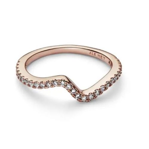 Anillo Ola Brillante Rosa