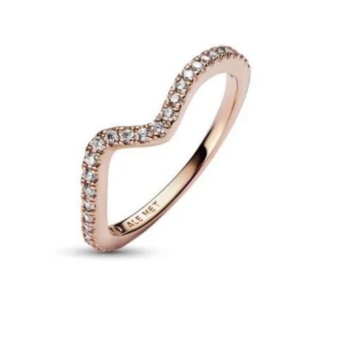 Anillo Ola Brillante Rosa