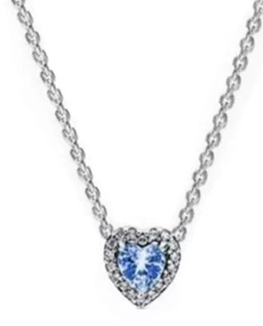 Collar corazón brillante azul